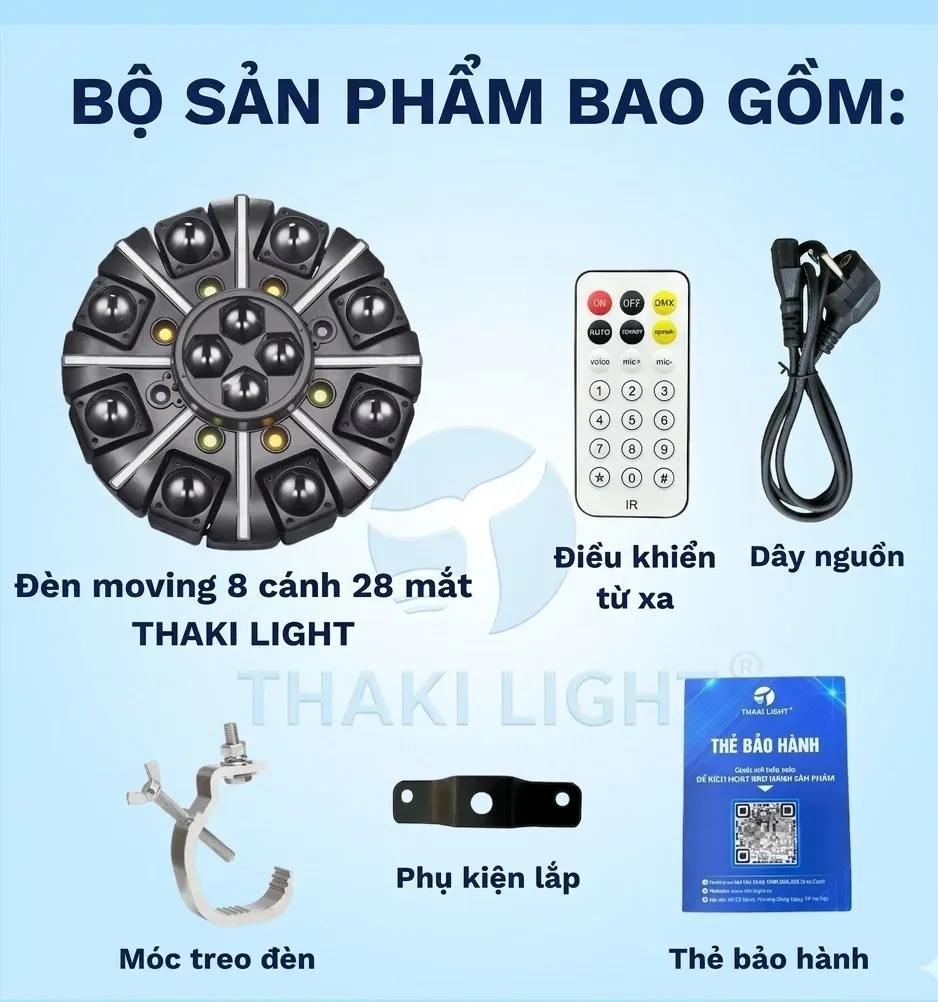Đánh Giá Đèn Moving 8 Cánh 28 Mắt THAKI LIGHT: Ánh Sáng Vũ Trường Cho Phòng Karaoke