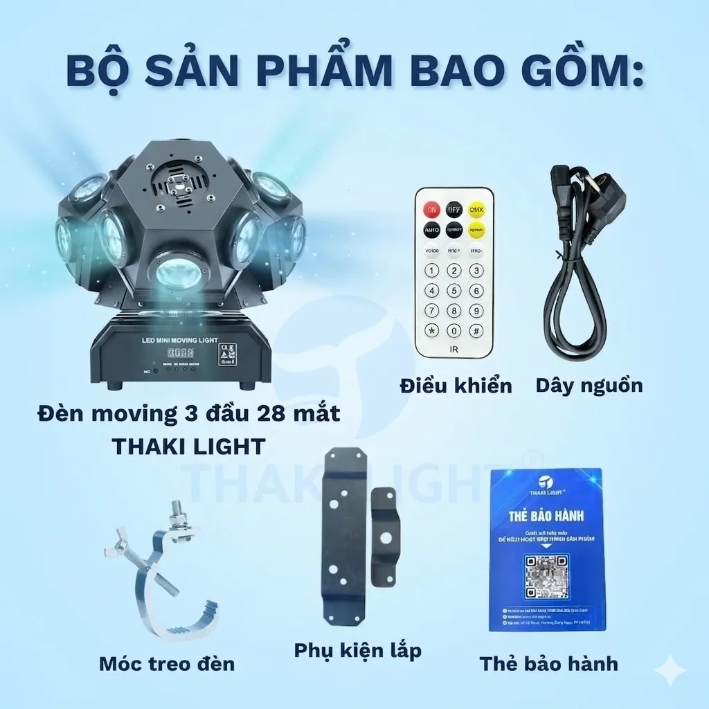 Đánh Giá Đèn Sân Khấu Moving 3 Đầu 28 Mắt THAKI LIGHT: Bản Nâng Cấp Hoàn Hảo