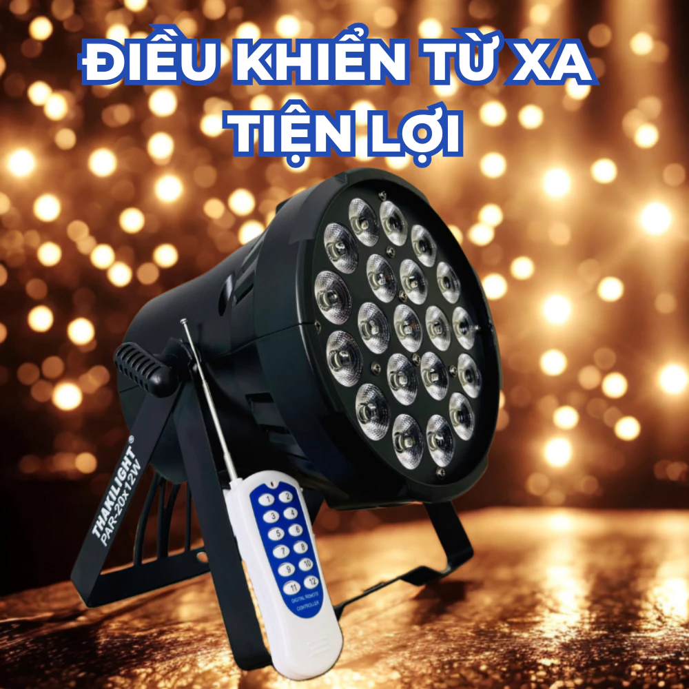Đèn Sân Khấu Par LED 20x12W THAKI LIGHT RGBW - Giải Pháp Ánh Sáng Hoàn Hảo Cho Mọi Sự Kiện