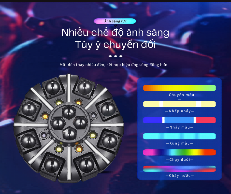 Đánh Giá Đèn Moving 8 Cánh 28 Mắt THAKI LIGHT: Ánh Sáng Vũ Trường Cho Phòng Karaoke